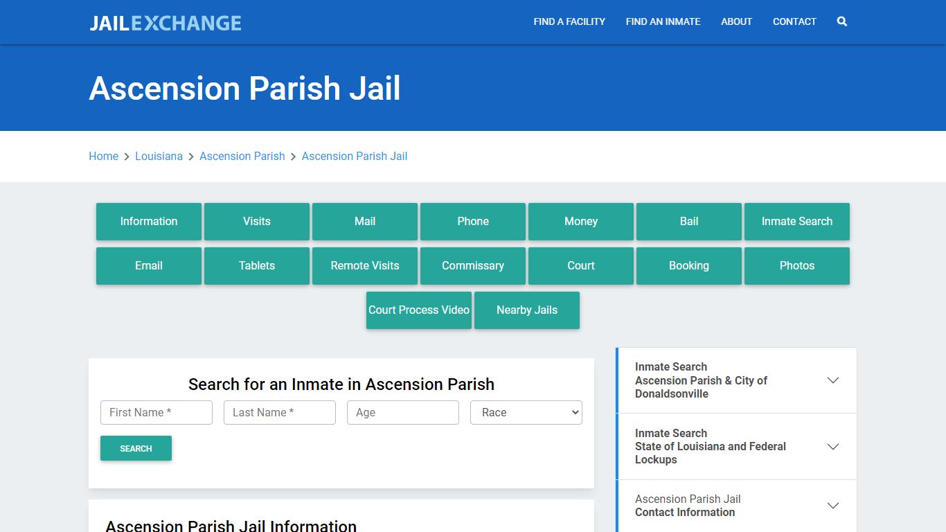 Ascension Parish Jail Roster Lookup, LA, Inmate Search