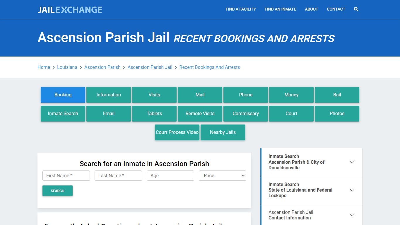 Ascension Parish Jail Recent Bookings And Arrests - Jail Exchange